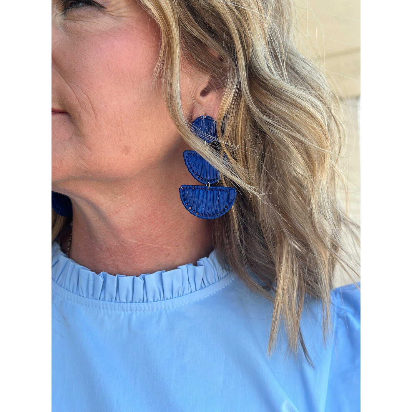 royal blue tiered earrings